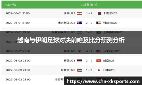 越南与伊朗足球对决前瞻及比分预测分析